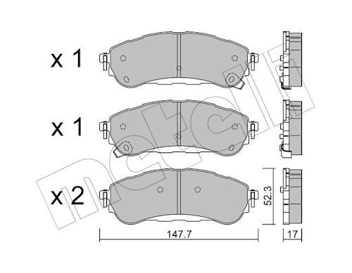 METELLI Kit pastiglie freni 22-1344-0 METELLI 22-1344-0 Kit pastiglie freni FORD Ranger Mk3 (TKE) 2.5 i 4x4 166 CV 2015