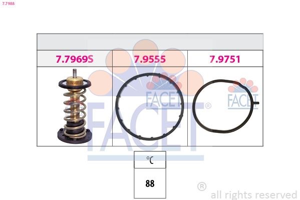 FACET Termostat, kylvätska 7.7988 FACET 7.7988 Termostat BMW 6 Gran Turismo G32 original