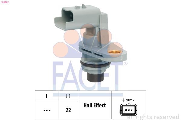 FACET Sensor, rotações 9.0822 Sensor de rotações gestão do motor FACET Peugeot 508 9.0822