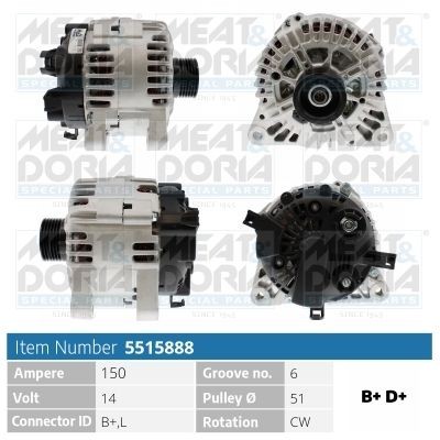 MEAT & DORIA Alternatore 5515888 5515888 Alternatore PEUGEOT 309 MEAT & DORIA costo
