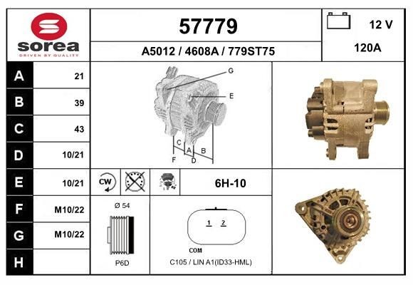 EAI Generator 57779 Alternator CHEVROLET EAI 57779