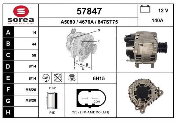 EAI Generator 57847 Generator starter EAI Hyundai i30 57847