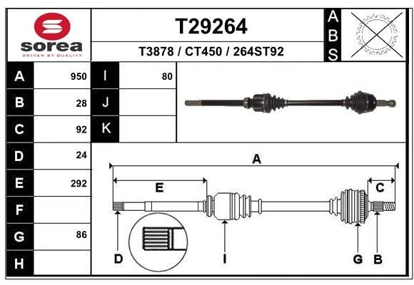 EAI Drive shaft T29264 T29264 EAI drive shaft for CITROЁN C25