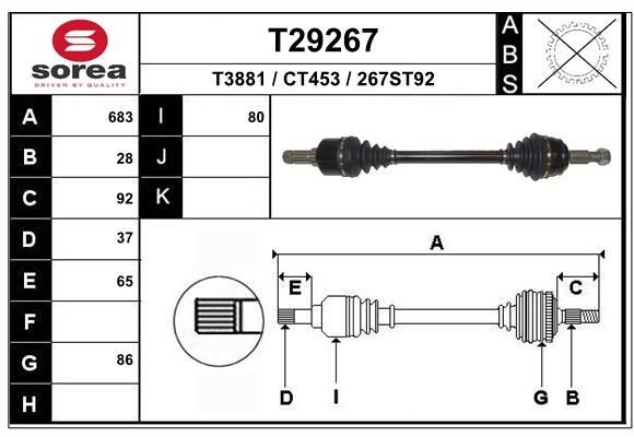 EAI Aandrijfas T29267 Aandrijfstang EAI C4 T29267 goedkoop