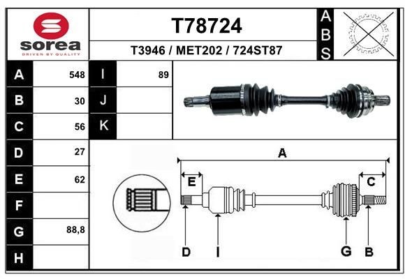 EAI Arbre de transmission T78724 Cardan de transmission EAI CLS T78724 pas cher