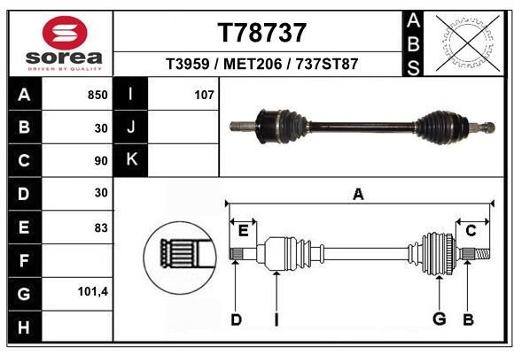 EAI Arbre de transmission T78737 Cardan de transmission EAI CLS T78737 pas cher