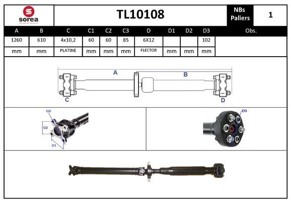 EAI Arbre de transmission, entraînement des essieux TL10108 TL10108 Arbre d'entraînement BMW X6 EAI