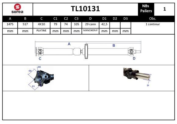 EAI Arbre de transmission, entraînement des essieux TL10131 BMW X6 Axe de transmission EAI TL10131