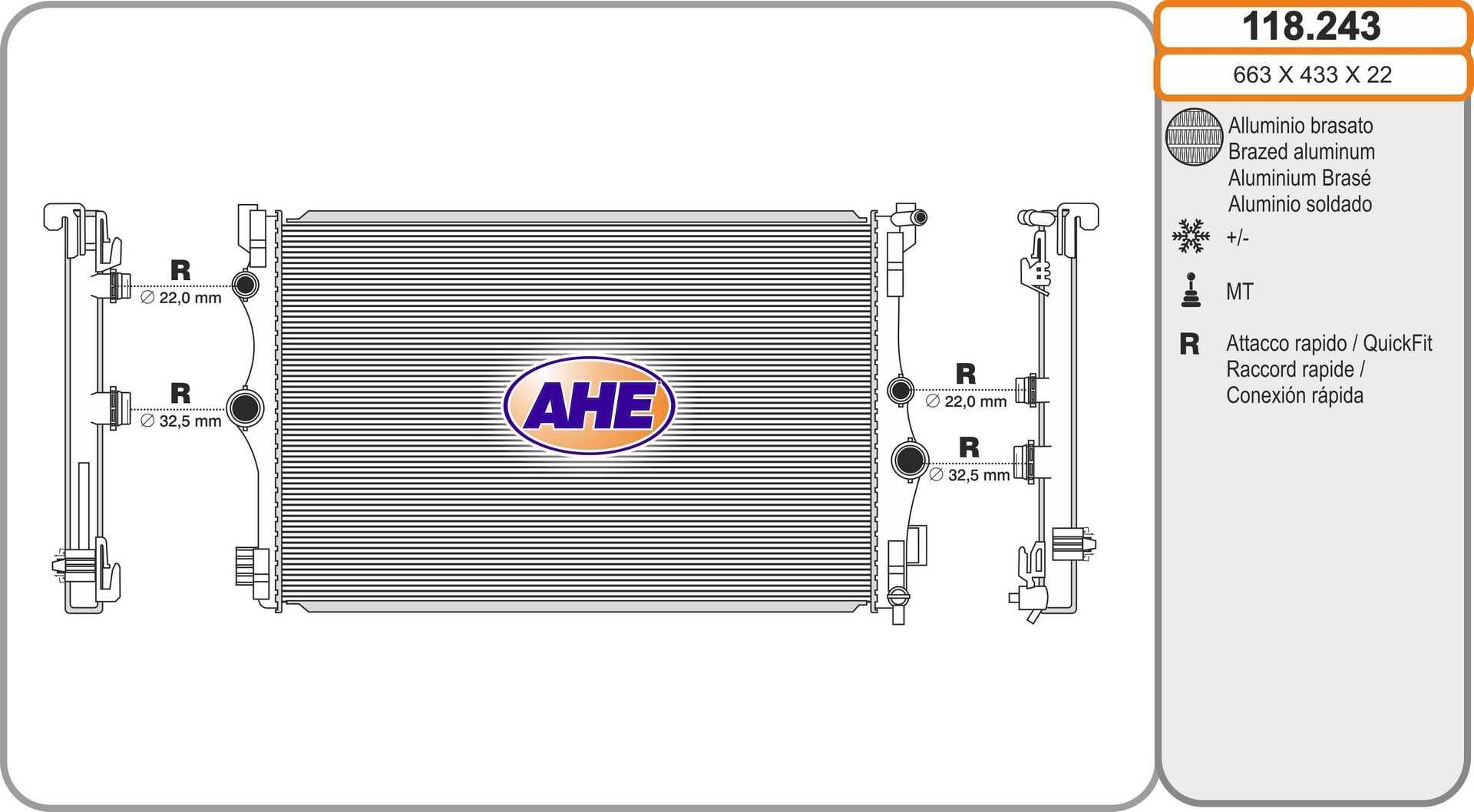 AHE Chladič motora 118.243 Chladič motora AHE Mercedes-Benz séria 124 118.243