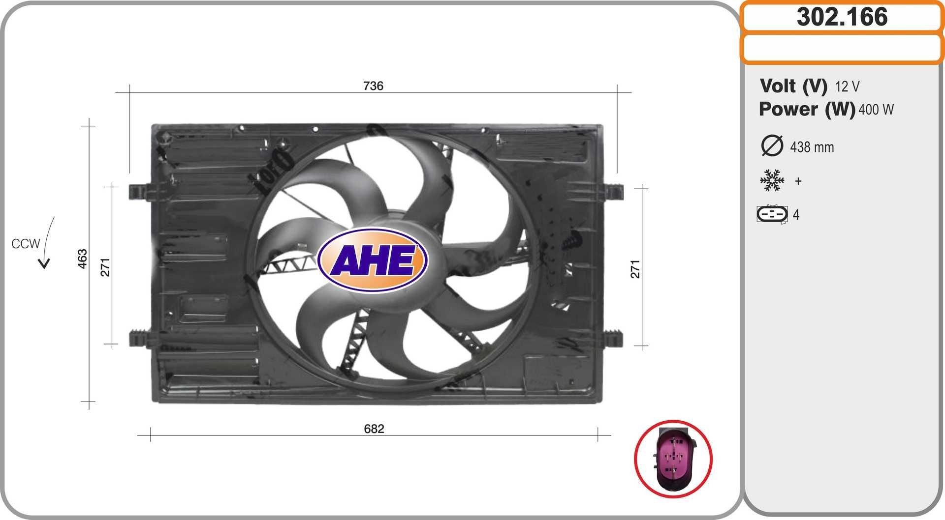 AHE Ventola radiatore 302.166 302.166 costo Ventola radiatore KIA SPORTAGE AHE
