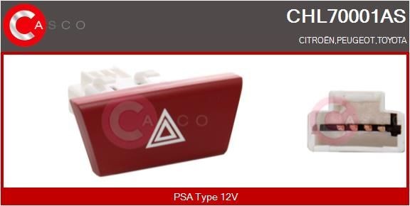 CASCO Varningsblinkers knapp CHL70001AS CASCO CHL70001AS Brytare, varningsblinkljus Peugeot 307 SW original