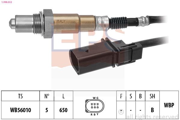 EPS Lambdatunnistin 1.998.552 VW Golf Alltrack lambda anturi EPS 1.998.552