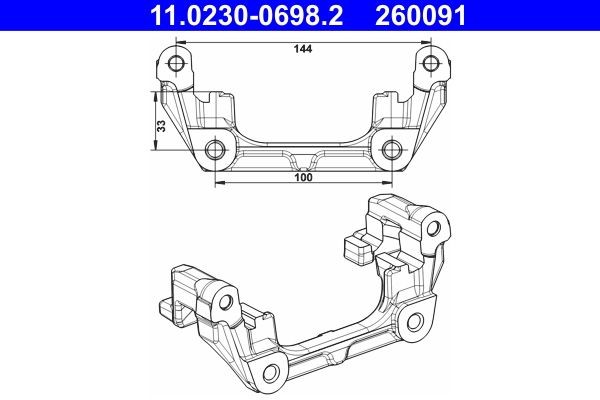 ATE Supporto, Pinza freno 11.0230-0698.2 ATE 11.0230-0698.2 Supporto, Pinza freno VOLVO XC90 II (256) T8 Hybrid AWD 405 CV 2021