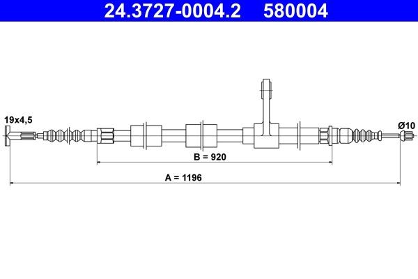 ATE Ντίζα, φρένο ακινητοποίησης 24.3727-0004.2 ATE 24.3727-0004.2 γνήσια Ντίζα χειροφρένου Alfa GT 937 κόστος