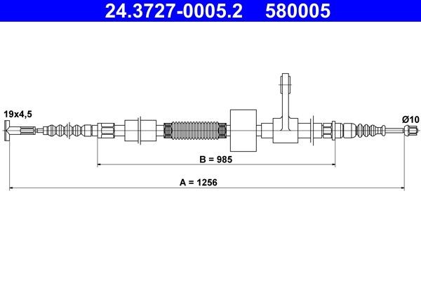 ATE Ντίζα, φρένο ακινητοποίησης 24.3727-0005.2 24.3727-0005.2 Ντίζα χειροφρένου ALFA ROMEO STELVIO ATE