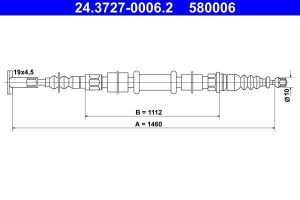 ATE Håndbremsekabel 24.3727-0006.2 ATE 24.3727-0006.2 Bremsekabel ALFA ROMEO 145 (930) billig