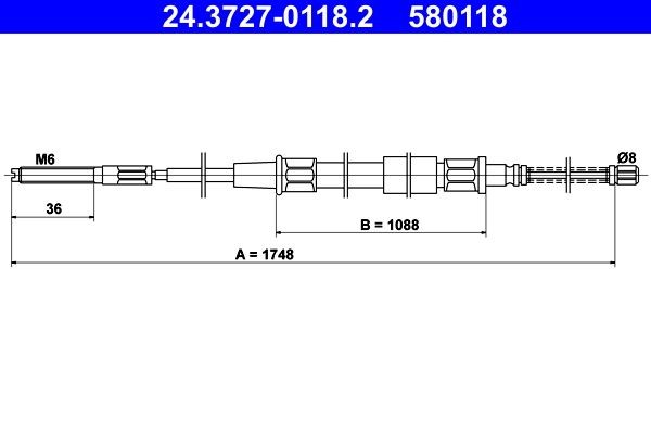 ATE Handbremsseil 24.3727-0118.2 24.3727-0118.2 ATE Handbremsseil VW T Roc A11 Kosten