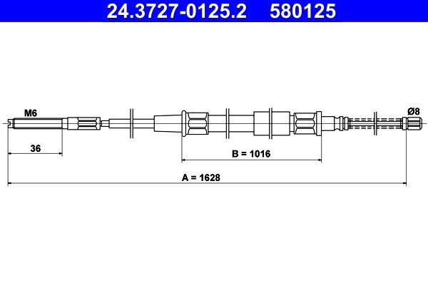 ATE Handremkabel 24.3727-0125.2 ATE 24.3727-0125.2 Handremkabel Mercedes-Benz T1 originele