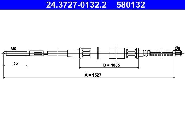 ATE Handremkabel 24.3727-0132.2 Remkabel ATE ALHAMBRA 24.3727-0132.2 goedkoop
