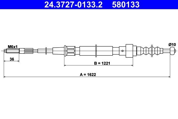 ATE Trose, Stāvbremžu sistēma 24.3727-0133.2 Rokas bremze ATE Seat Mii 24.3727-0133.2