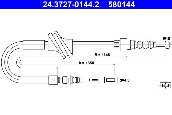 ATE Tross, seisupidur 24.3727-0144.2 ATE 24.3727-0144.2 originaal Käsipidur Audi 90 B3 hind