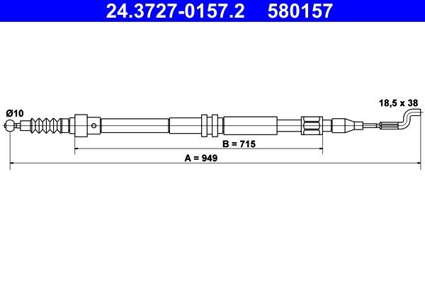 ATE Handbremsseil 24.3727-0157.2 24.3727-0157.2 ATE VW T4 Transporter Handbremse kaufen