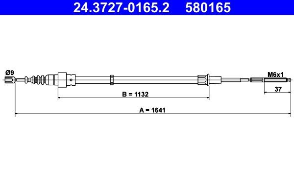 ATE Handremkabel 24.3727-0165.2 Seat ALHAMBRA Handremkabel ATE 24.3727-0165.2