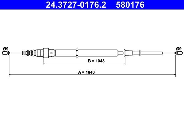ATE Vaijeri, seisontajarru 24.3727-0176.2 ATE 24.3727-0176.2 VW Polo 9A4 jarruvaijeri