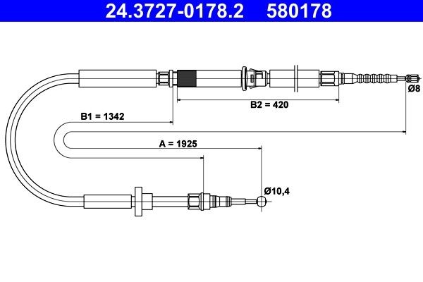 ATE Handremkabel 24.3727-0178.2 Remkabel ATE QUATTRO 24.3727-0178.2 goedkoop
