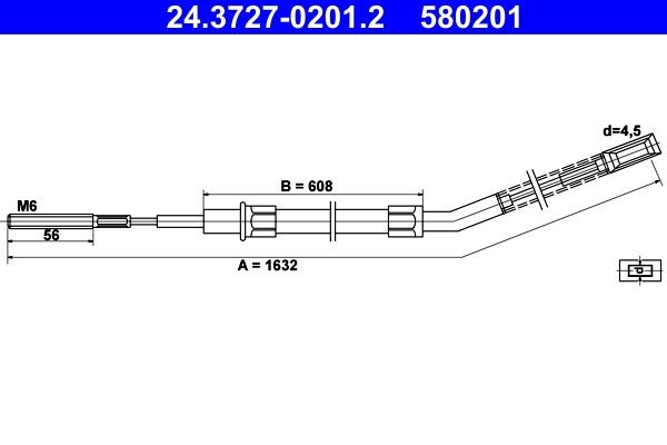 ATE Hand brake cable 24.3727-0201.2 24.3727-0201.2 ATE handbrake cable BMW 8 Series