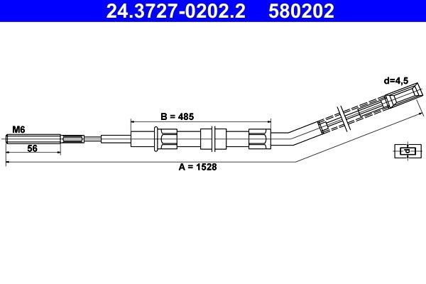 ATE Vaijeri, seisontajarru 24.3727-0202.2 ATE 24.3727-0202.2 NISSAN PRIMASTAR Vaijeri seisontajarru halvat