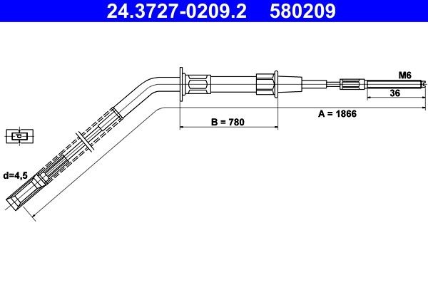 ATE Handbromsvajer 24.3727-0209.2 ATE 24.3727-0209.2 Handbromsvajer NISSAN TITAN original