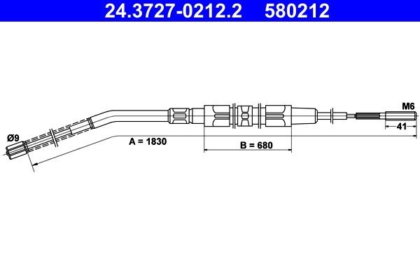 ATE Handbromsvajer 24.3727-0212.2 24.3727-0212.2 ATE handbromswire BMW 3-serie