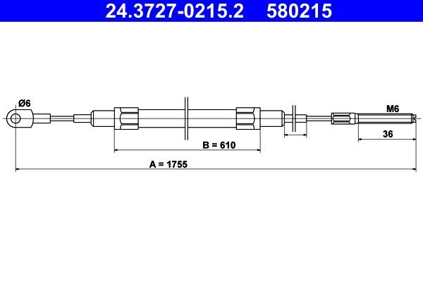 ATE Handbromsvajer 24.3727-0215.2 ATE 24.3727-0215.2 Handbromsvajer NISSAN TITAN original