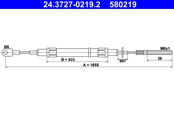 Handremkabel ATE 24.3727-0219.2 ATE 24.3727-0219.2: Handremkabel BMW 7-serie 2002