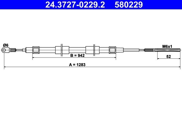 ATE Handbremsseil 24.3727-0229.2 Preis BMW E84 Handbremse, Seilzug 24.3727-0229.2 ATE