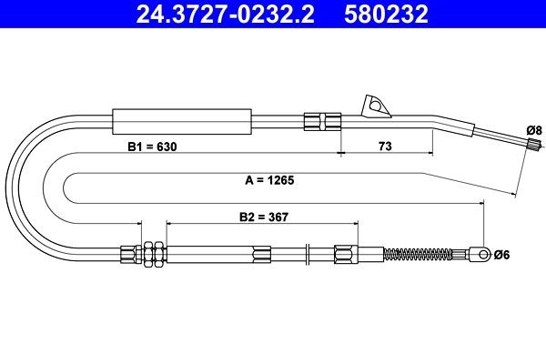 ATE Tross, seisupidur 24.3727-0232.2 24.3727-0232.2 Käsijarruvaijeri DODGE RAM ATE