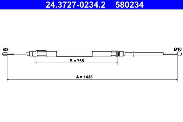 ATE Cavo freno a mano 24.3727-0234.2 ATE 24.3727-0234.2 costo Cavo freno a mano SUBARU WRX