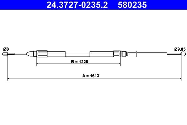ATE Ντίζα, φρένο ακινητοποίησης 24.3727-0235.2 ATE 24.3727-0235.2 Χειρόφρενο Ferrari F355 γνήσια