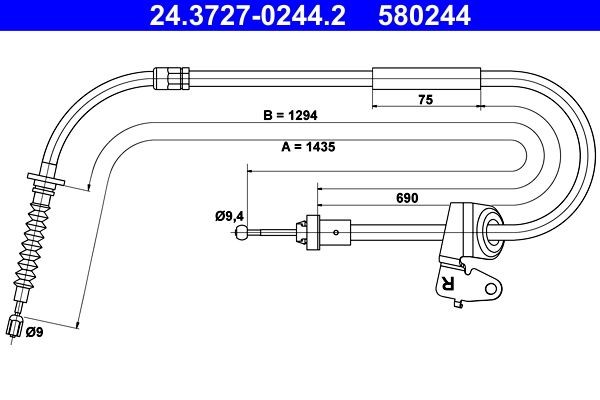 ATE Ντίζα, φρένο ακινητοποίησης 24.3727-0244.2 ATE 24.3727-0244.2 Χειρόφρενο Mini r52 σε χαμηλές τιμές