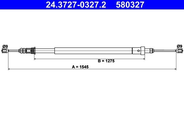 ATE Håndbremsekabel 24.3727-0327.2 Håndbremsen ATE XANTIA 24.3727-0327.2 billig