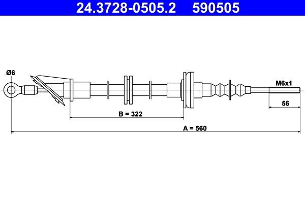 Tross, sidurikasutus ATE 24.3728-0505.2 ATE 24.3728-0505.2: Siduritross Fiat PANDA 2003