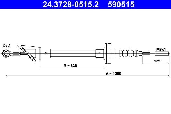 ATE Tross, sidurikasutus 24.3728-0515.2 ATE 24.3728-0515.2 Siduritross Doblo II Kombi (263) hind