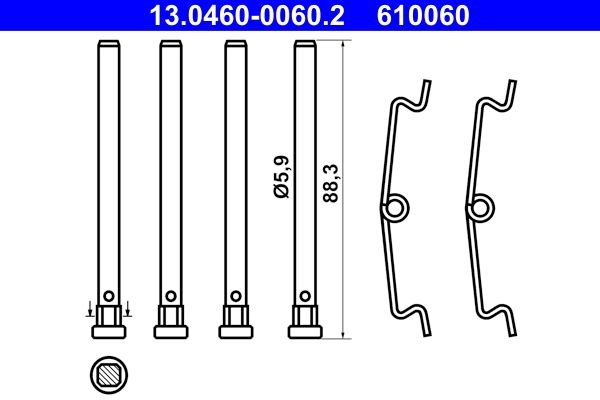 ATE Accessoireset, schijfremblok 13.0460-0060.2 13.0460-0060.2 Accessoireset, schijfremblok ATE CITROЁN C4