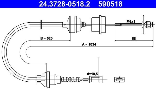 Ντίζα, μηχανισμός συμπλέκτη ATE 24.3728-0518.2 ATE 24.3728-0518.2: Ντίζα συμπλέκτη Citroen JUMPER 2015