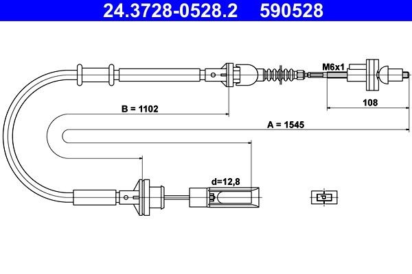 ATE Cavo frizione 24.3728-0528.2 24.3728-0528.2 Cavo frizione FIAT 850 ATE costo