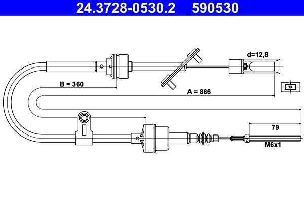 ATE Tross, sidurikasutus 24.3728-0530.2 ATE 24.3728-0530.2 Siduritross Doblo II Kombi (263) hind