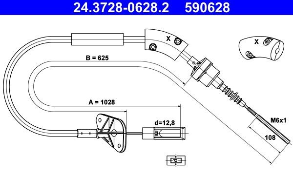 Cavo frizione ATE 24.3728-0628.2 590628 ATE 24.3728-0628.2 Cavetto frizione Ford KA 2014