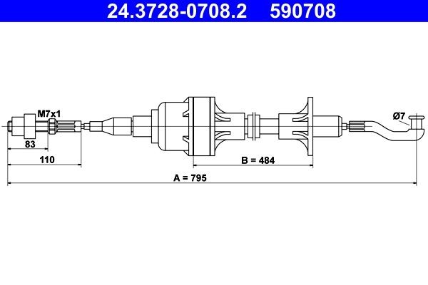 ATE Koblingskabel 24.3728-0708.2 Koblingskabel OPEL ATE 24.3728-0708.2