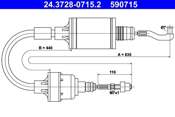 ATE Koblingskabel 24.3728-0715.2 Koblingskabel OPEL ATE 24.3728-0715.2
